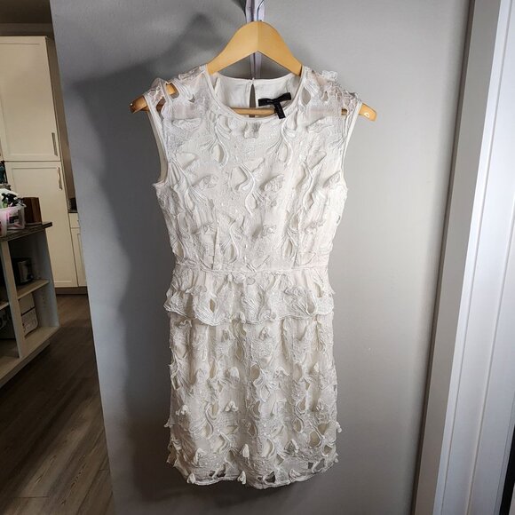 BCBG MAXAZRIA WOMEN'S SIZE SMALL SLEEVELESS WHITE COTTON COCKTAIL DRESS - Picture 4 of 6